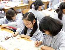 よく読み、よく調べる学習で、自己表現できる力をイメージ